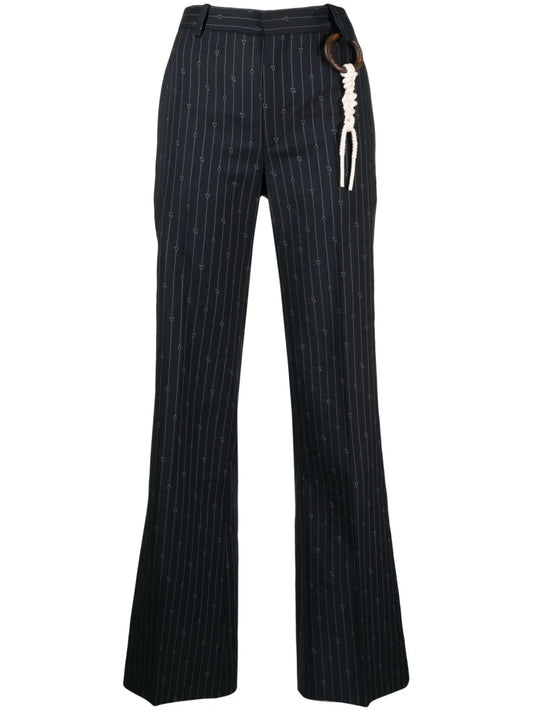 Pinstripe Straight-Leg Trousers