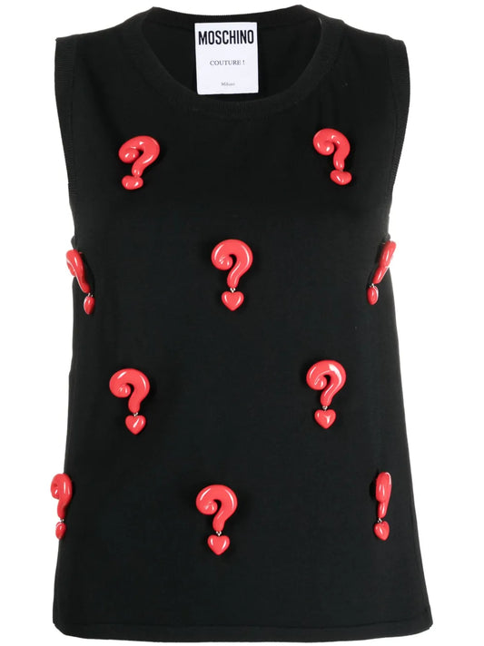 Question Mark Sleeveless Blouse
