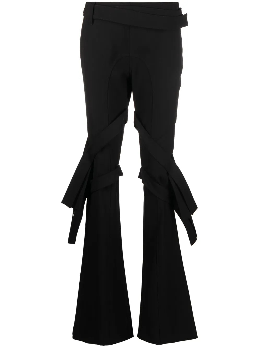 Strap-Detail Flared Trousers