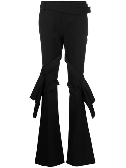 Strap-Detail Flared Trousers
