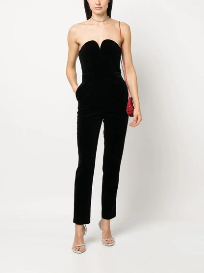 Jealousy Strapless Velvet Jumpsuit