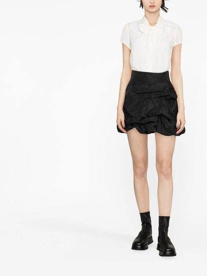 Tie-Neck Short-Sleeve Shirt