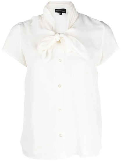Tie-Neck Short-Sleeve Shirt
