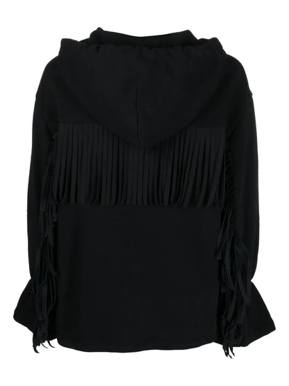 Fringe-Detail Cotton Hoodie