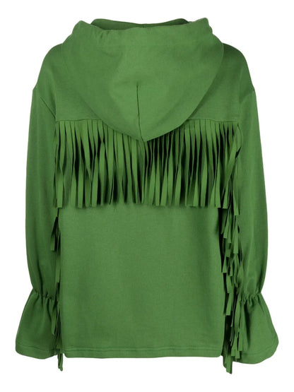 Fringe-Detail Cotton Hoodie