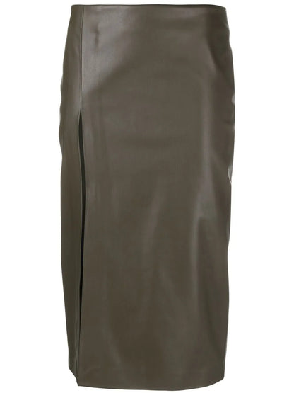 Front Slit-Detail Midi Skirt