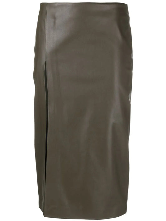 Front Slit-Detail Midi Skirt