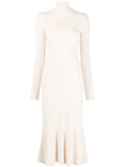 High-Neck Knitted Midi Dress