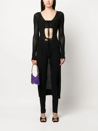 Semi-Sheer Racerback Knitted Cardigan