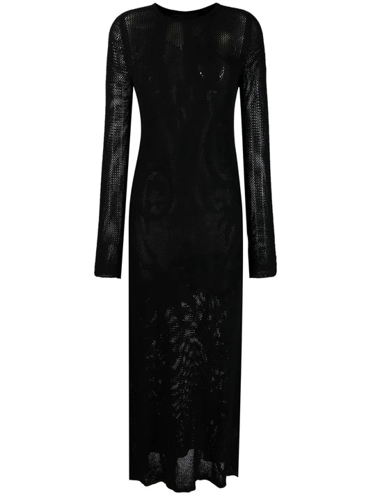 Palm Tree Open-Knit Long Dress