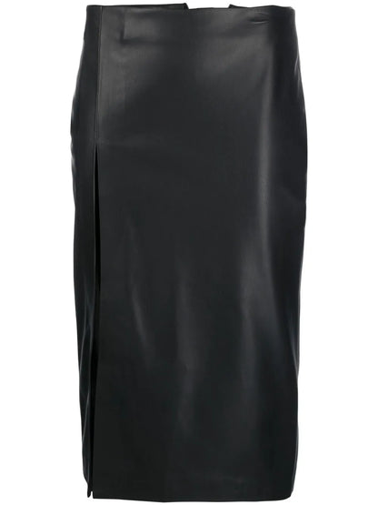 Front Slit-Detail Midi Skirt
