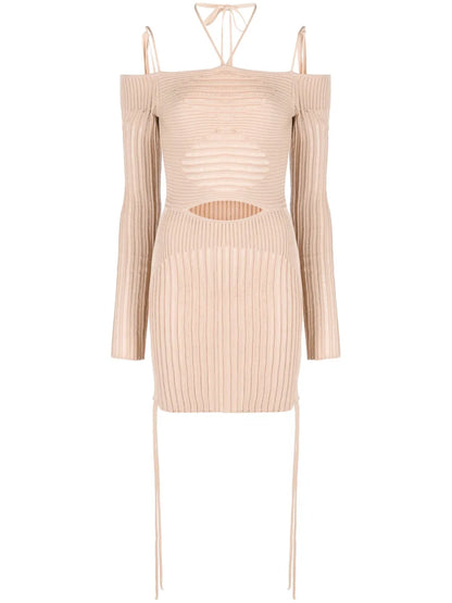 Ribbed-Knit Mini Dress