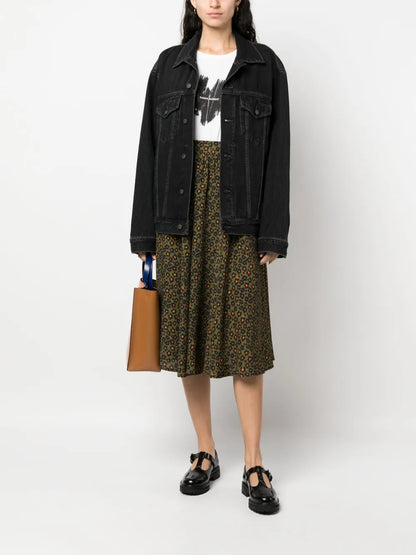 Floral-Print Midi Skirt