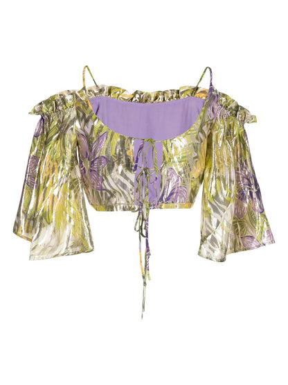 Metallic Printed Off-Shoulder Top