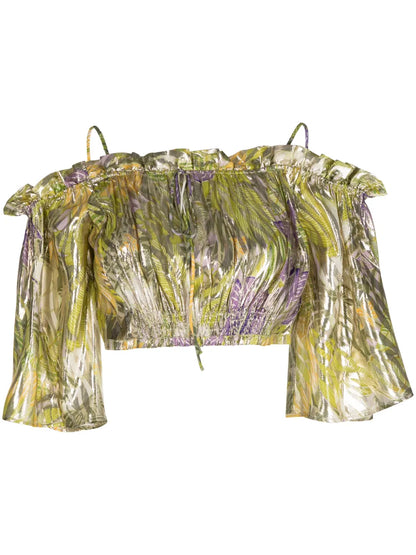 Metallic Printed Off-Shoulder Top