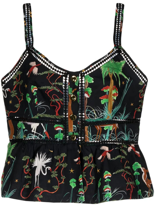 Graphic-Print Sleeveless Top