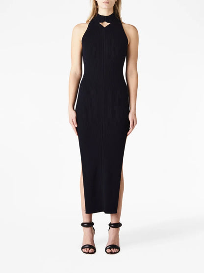 Cut-Out Ribbed Midi Dress
