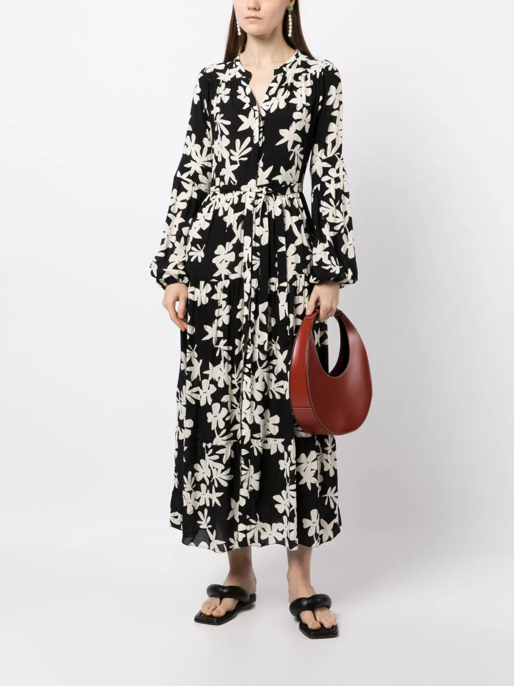 Floral-Print Peasant Dress