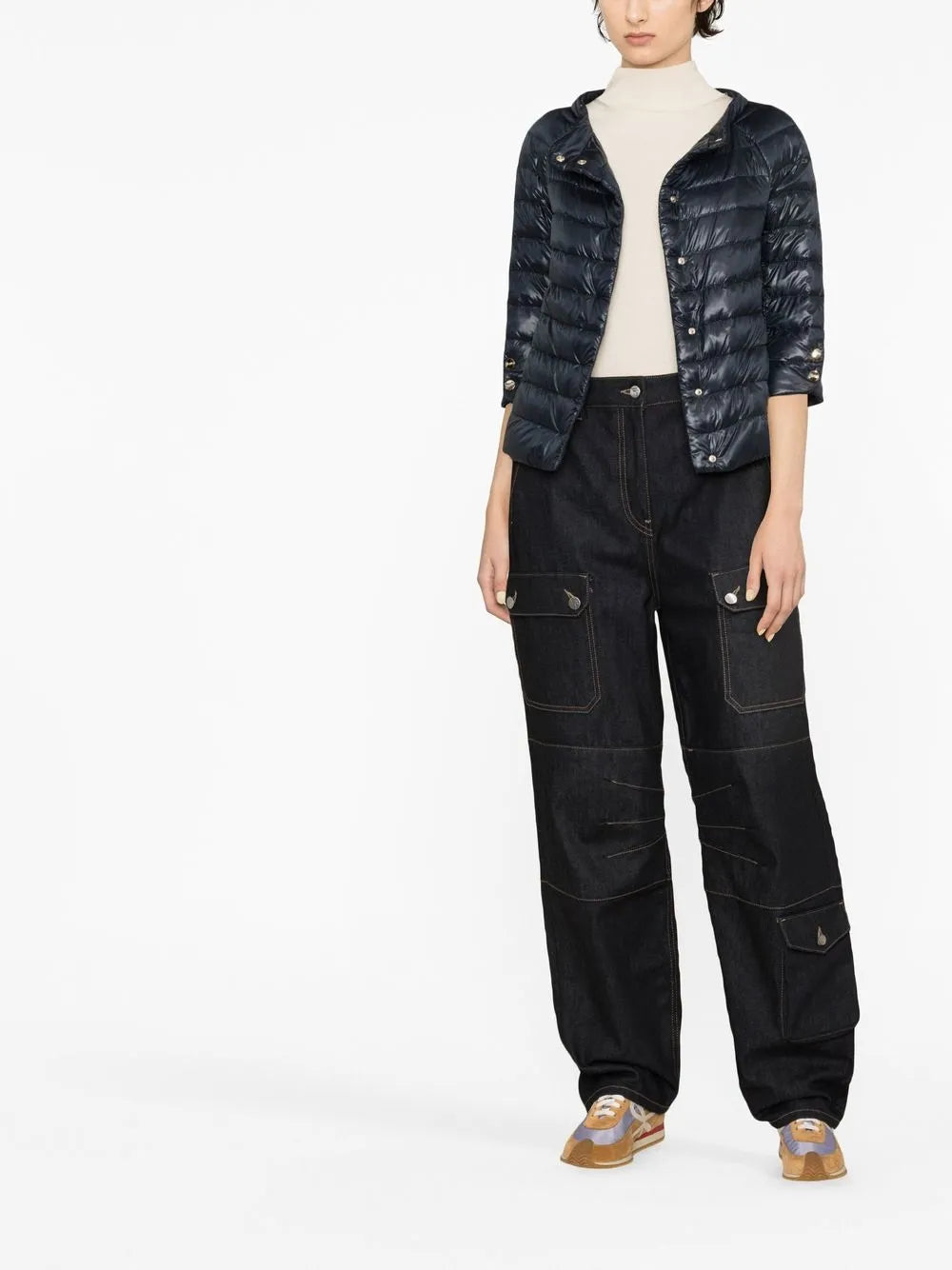 Aminta Quilted Three-Quarter Sleeve Jacket