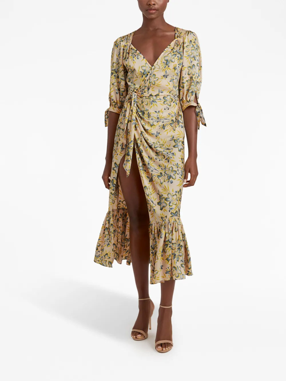 Floral-Print Gathered-Waist Dress