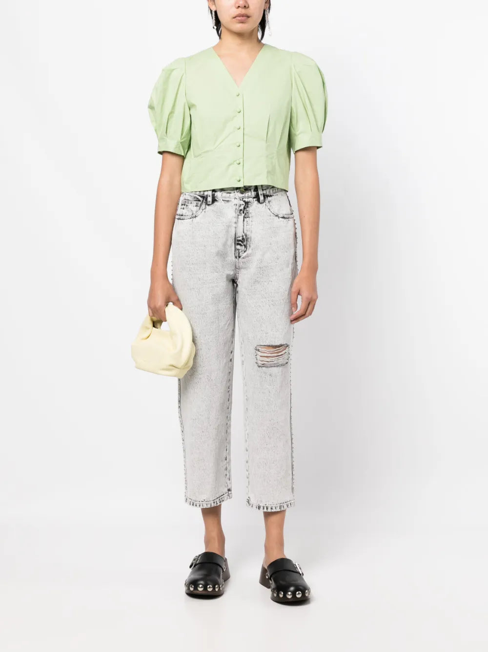 Distressed-Effect Cropped Jeans