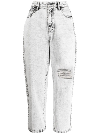 Distressed-Effect Cropped Jeans
