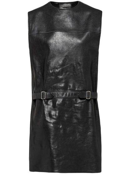 Sleeveless Leather Mini Dress