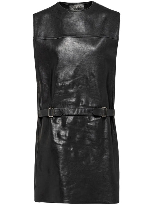 Sleeveless Leather Mini Dress