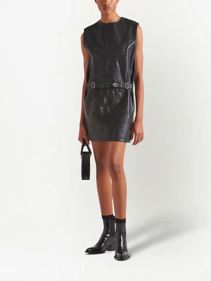 Sleeveless Leather Mini Dress