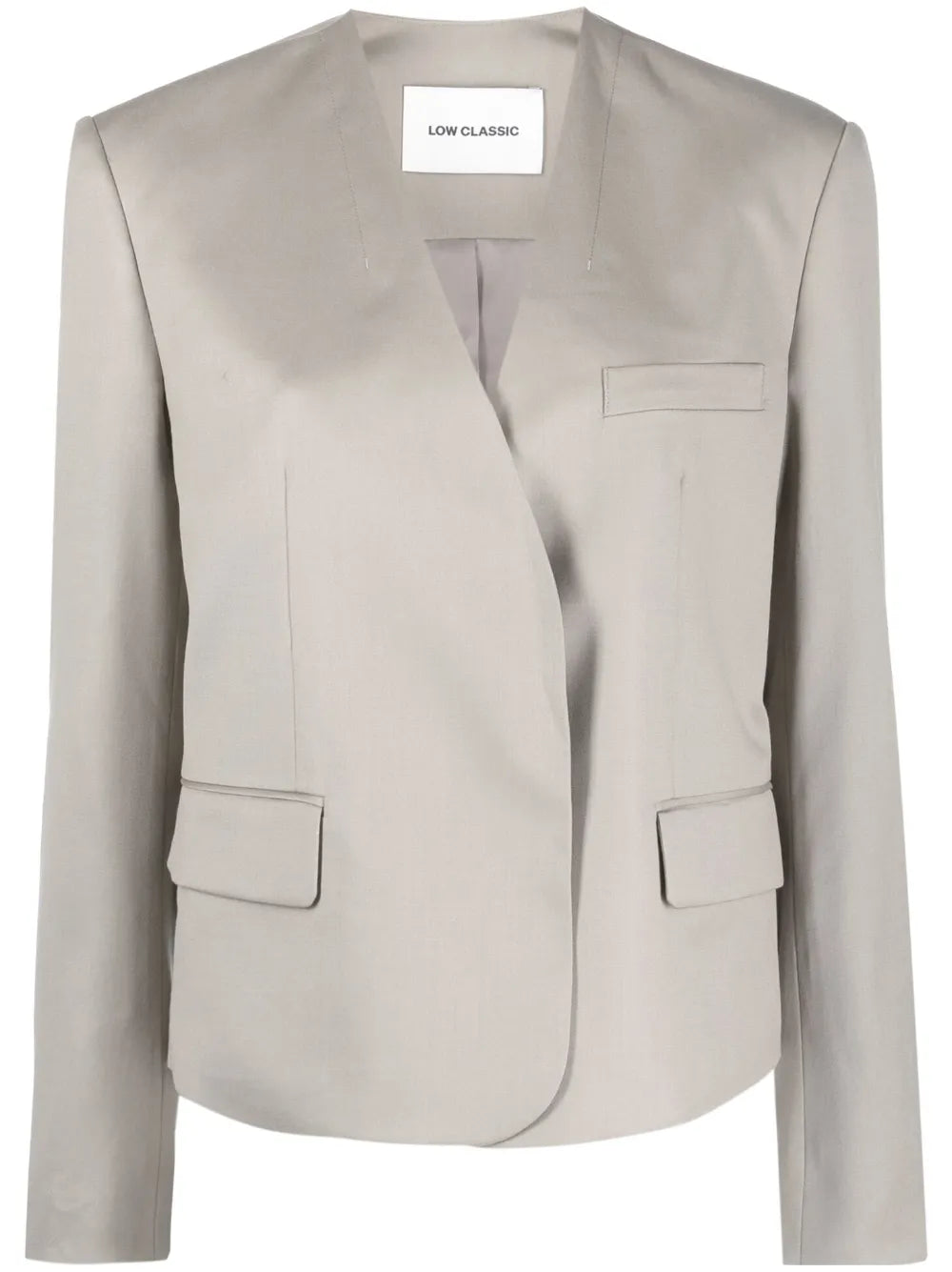 Single-Breasted Collarless Blazer