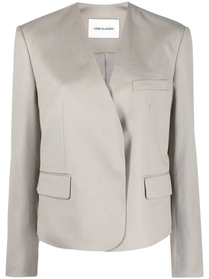 Single-Breasted Collarless Blazer