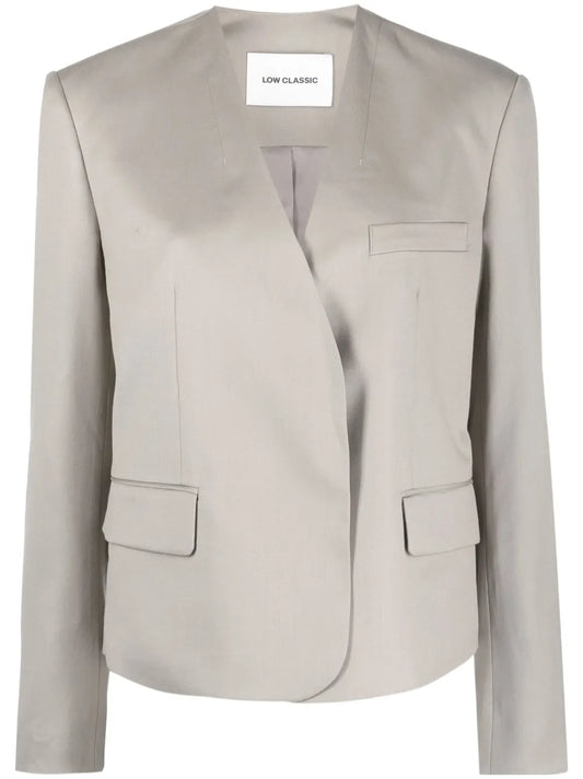 Single-Breasted Collarless Blazer