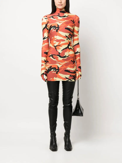 Camouflage-Print Minidress