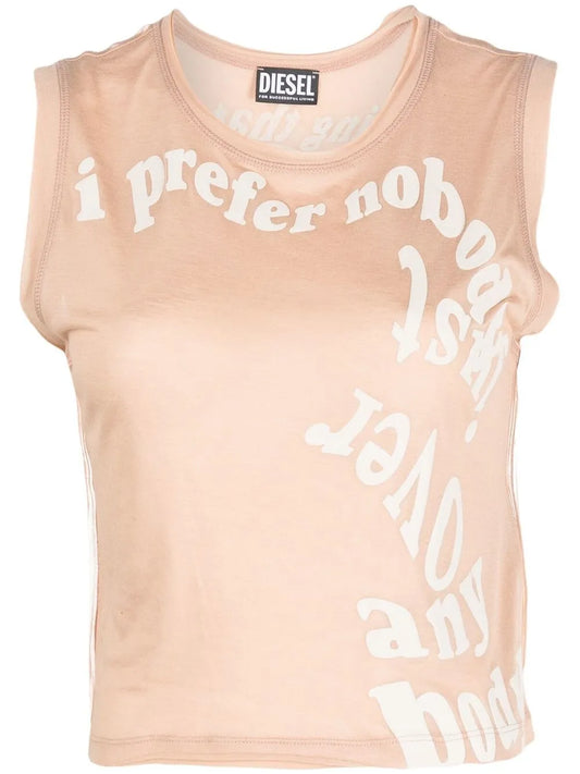 Lettering-Print Sleeveless Top