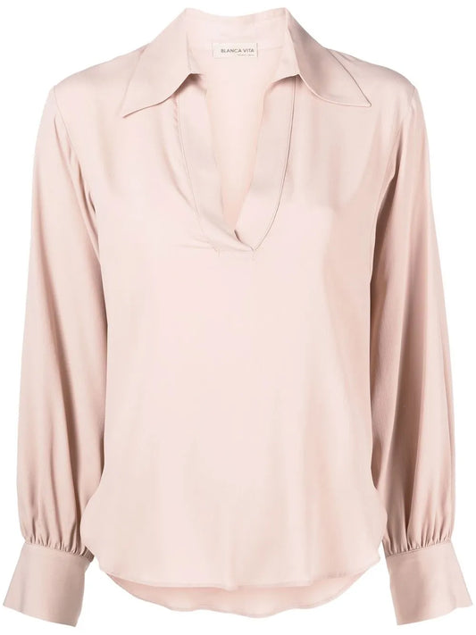 Draped V-Neck Blouse