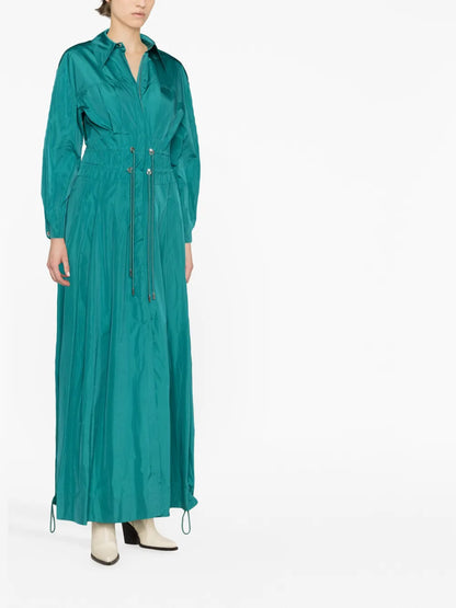 Taffeta Drawstring-Waist Maxi Dress