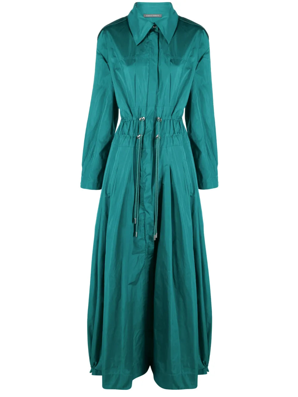 Taffeta Drawstring-Waist Maxi Dress
