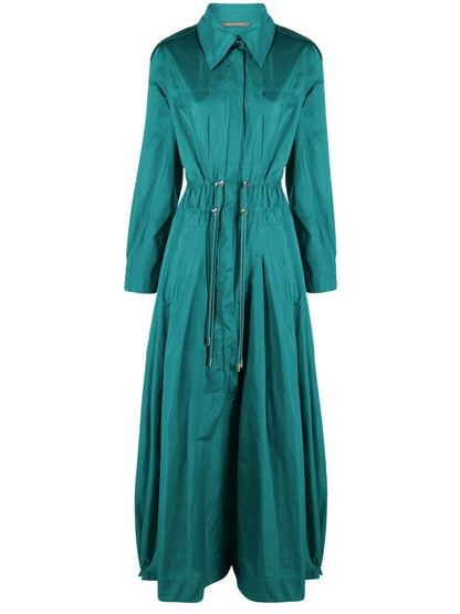 Taffeta Drawstring-Waist Maxi Dress