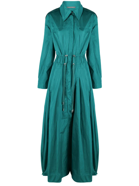 Taffeta Drawstring-Waist Maxi Dress