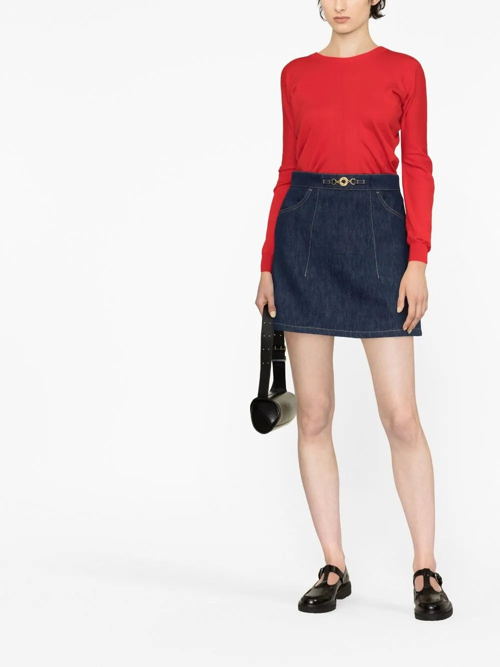 Organic-Denim A-Line Miniskirt