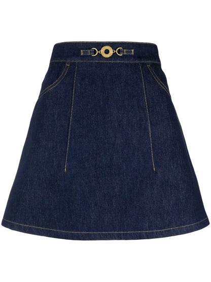 Organic-Denim A-Line Miniskirt