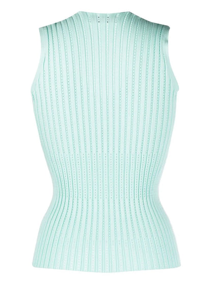 V-Neck Ribbed-Knit Top