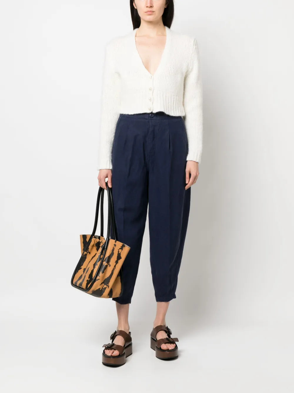Cropped Tapered-Leg Trousers