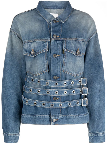 Belt-Detail Denim Jacket