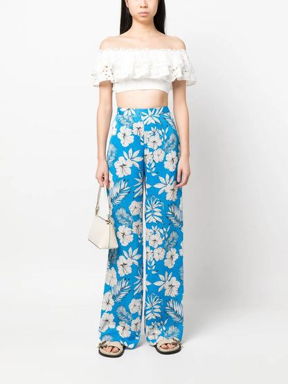 Floral-Print Wide-Leg Trousers