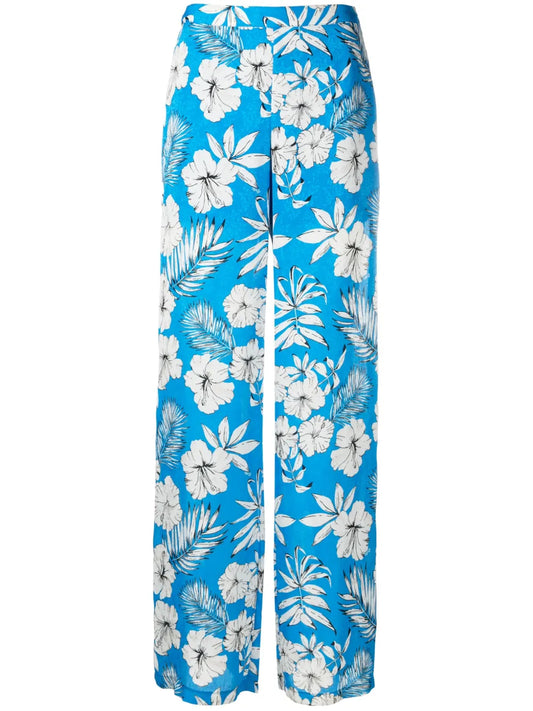 Floral-Print Wide-Leg Trousers