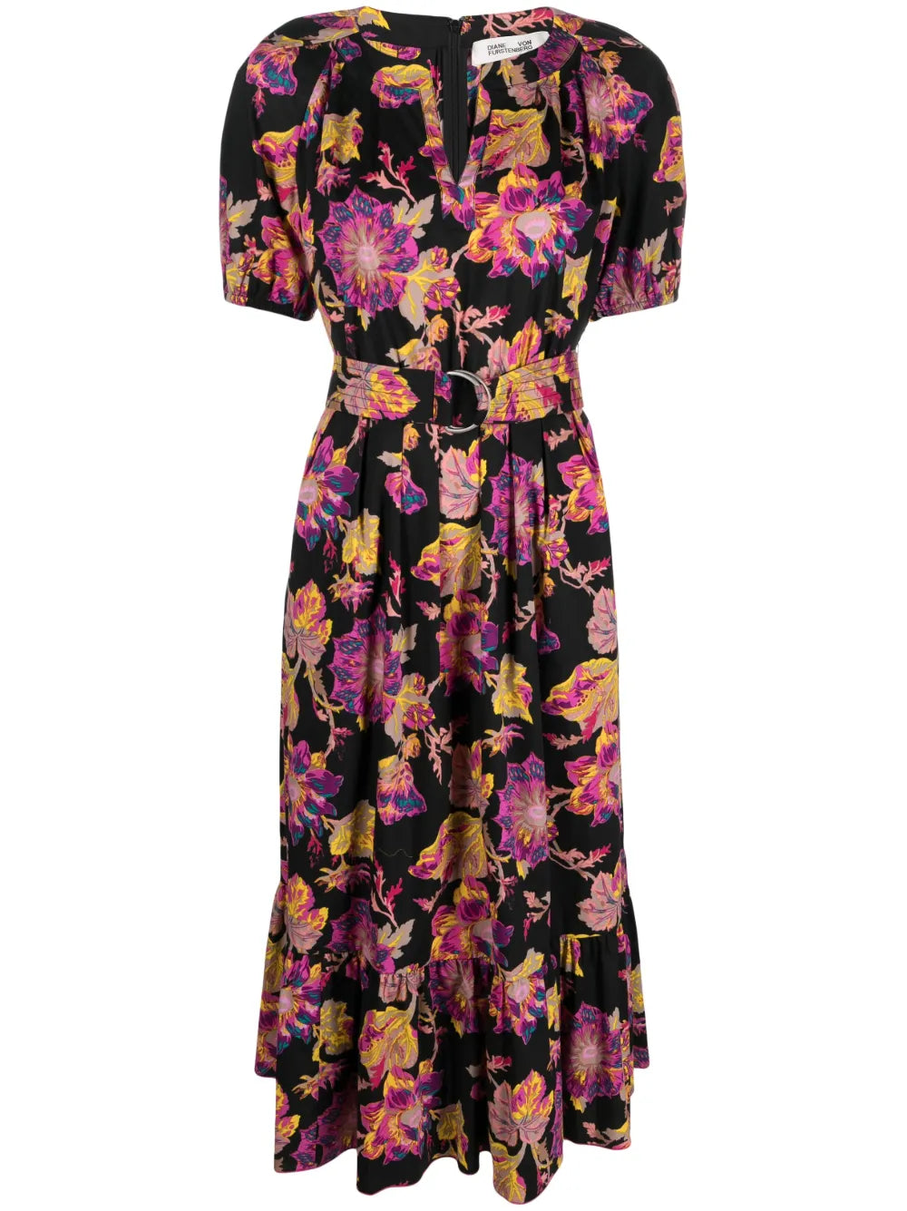 Floral-Print Belted-Waist Dress