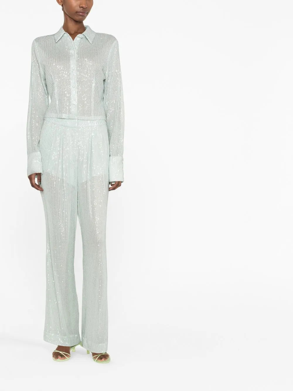 Sequin-Embellished Button-Down Cardigan