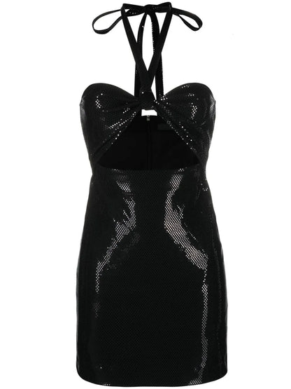 Foil Jersey Halterneck Minidress