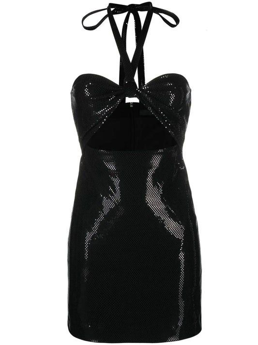 Foil Jersey Halterneck Minidress